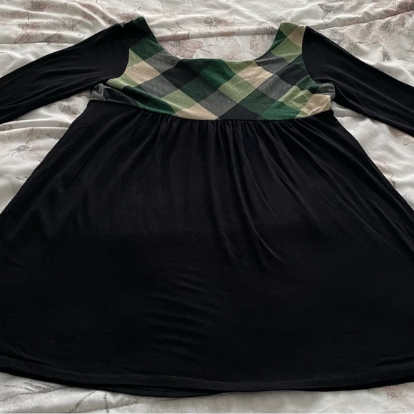 Vintage Forever 21 Y2K Black tunic with green plaid detailing size S Made in USA - Picture 9 of 14